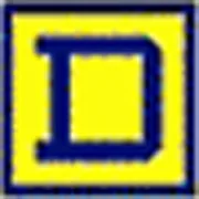 a blue and yellow square with the letter d on it.