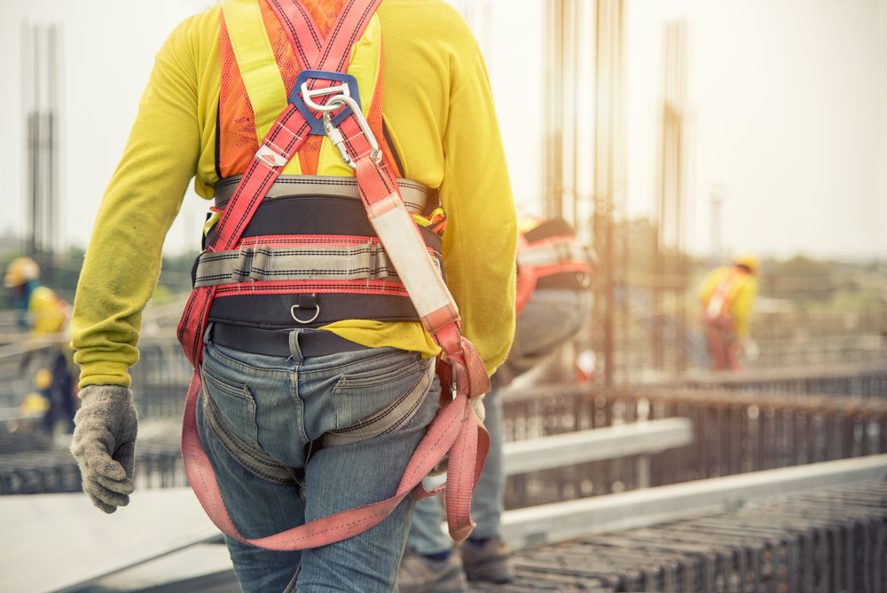 wearing harness in scissor lift