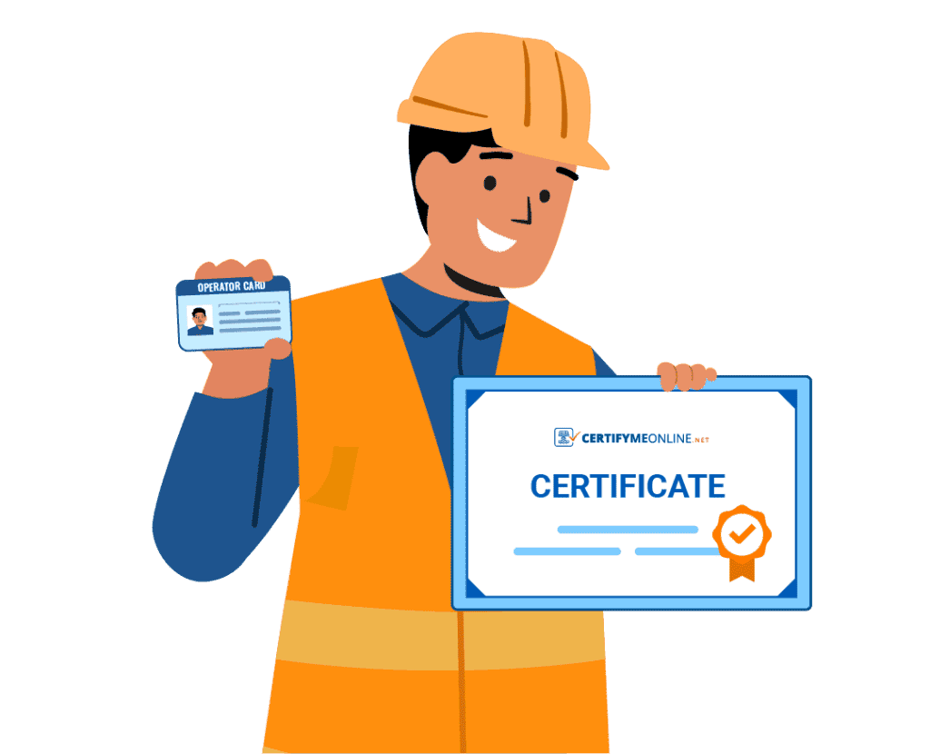 A construction worker holding a certificate.