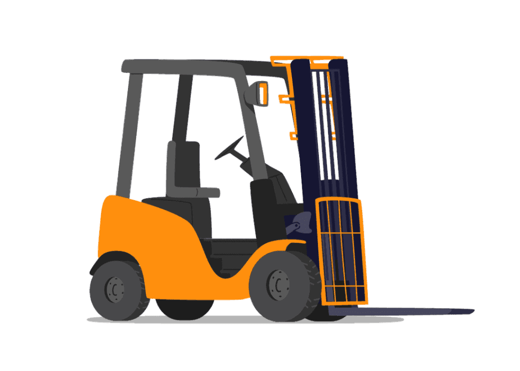 A forklift with a black background.